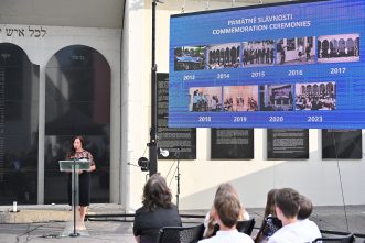 MC at the Podium with Slideshow