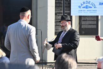 Ceremony Guests Mr. Richard Duda, President of UZZNO (left), and Rabbi Zev Stiefl from Košice (right)