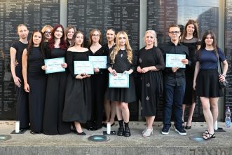 Student participants and winners of the Essay & Art Contest