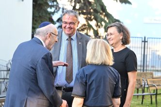 Mr. Emil Fish speaks with Mr. Csaba Balogh, the Hungarian Ambassador to Slovakia