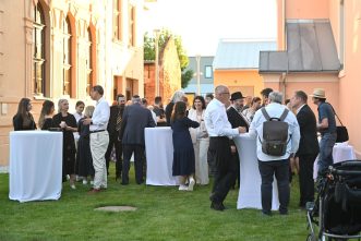 As the ceremony concluded, guests were invited to continue the evening with a reception outside the restored Beith Hamidrash