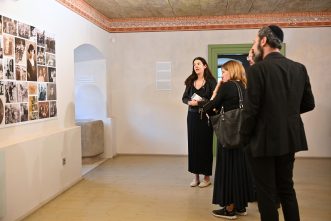 After the Ceremony and Reception, our tour guide Luboslava Mačejová (left) gave a tour of the Jewish Suburbia to some of our guests